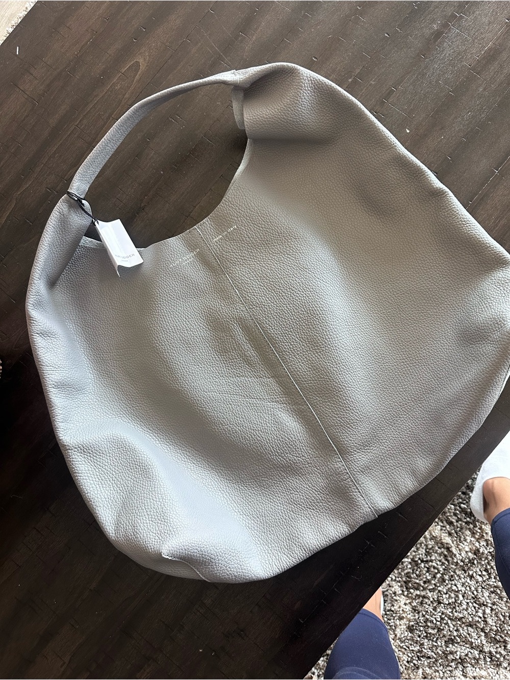 Kurt Geiger Light Gray Pebbled Leather Hobo